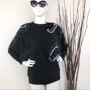 Cache | 80s Vintage Angora Sequin Beaded Sweater